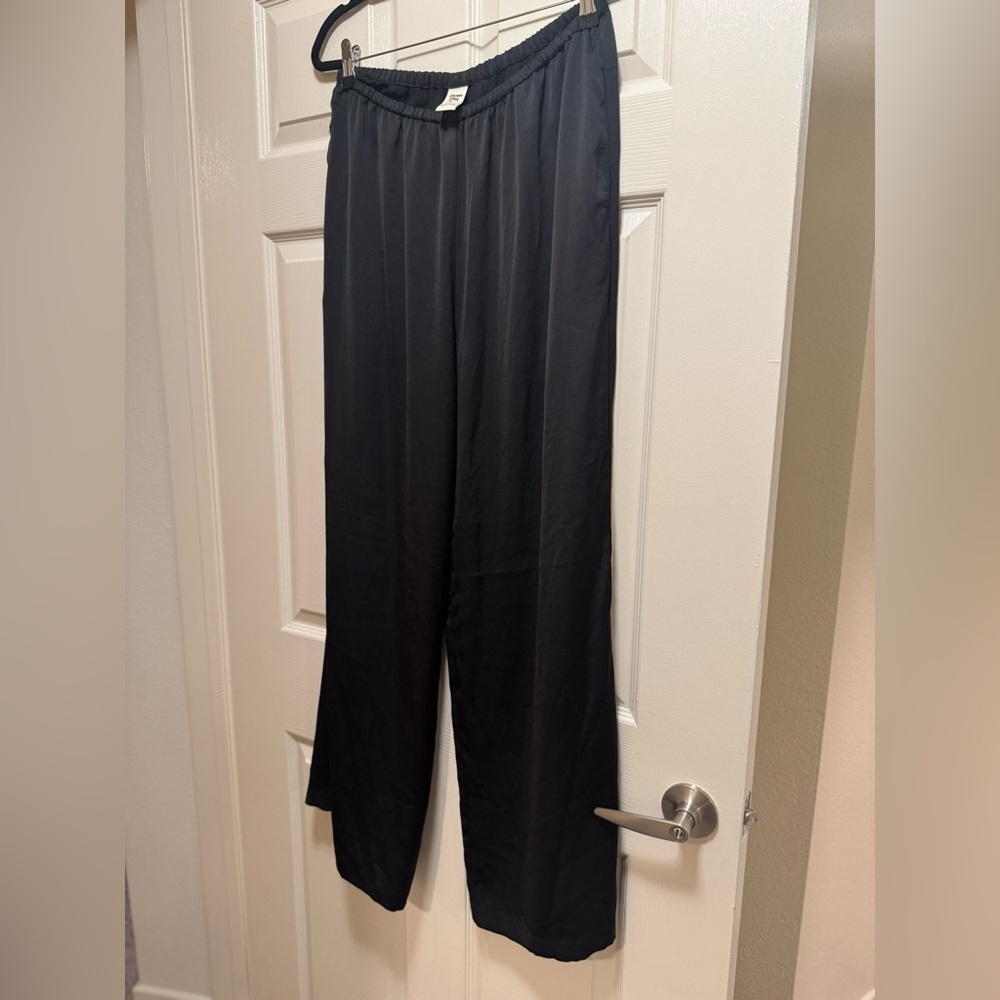 Open Edit Icon Pull On Wide Leg Satin like Pants - Picture 8 of 13